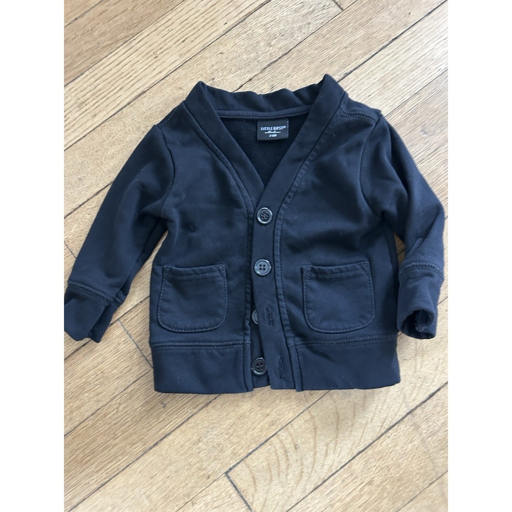 Little Bipsy Baby 3-6 Month Black Button-Up Long Sleeve Cardigan Sweater